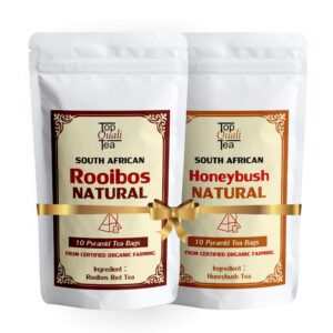SOUTH AFRICAN ROOIBOS & HONEYBUSH 10 PYRAMID TEA BAGS EACH PACK OF 2 NATURALLY CAFFEINE FREE