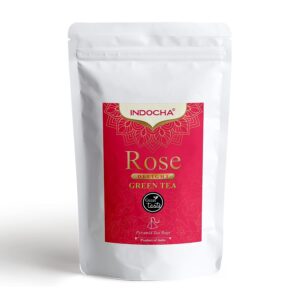 ROSE DELIGHT GREEN TEA WITH ROSE PETALS, ROSE GRANULES, HIBISCUS & STEVIA 10 PYRAMID TEA BAGS