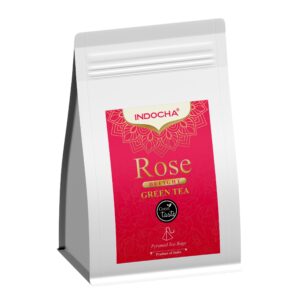 ROSE DELIGHT GREEN TEA WITH ROSE PETALS, ROSE GRANULES, HIBISCUS & STEVIA 50 PYRAMID TEA BAGS